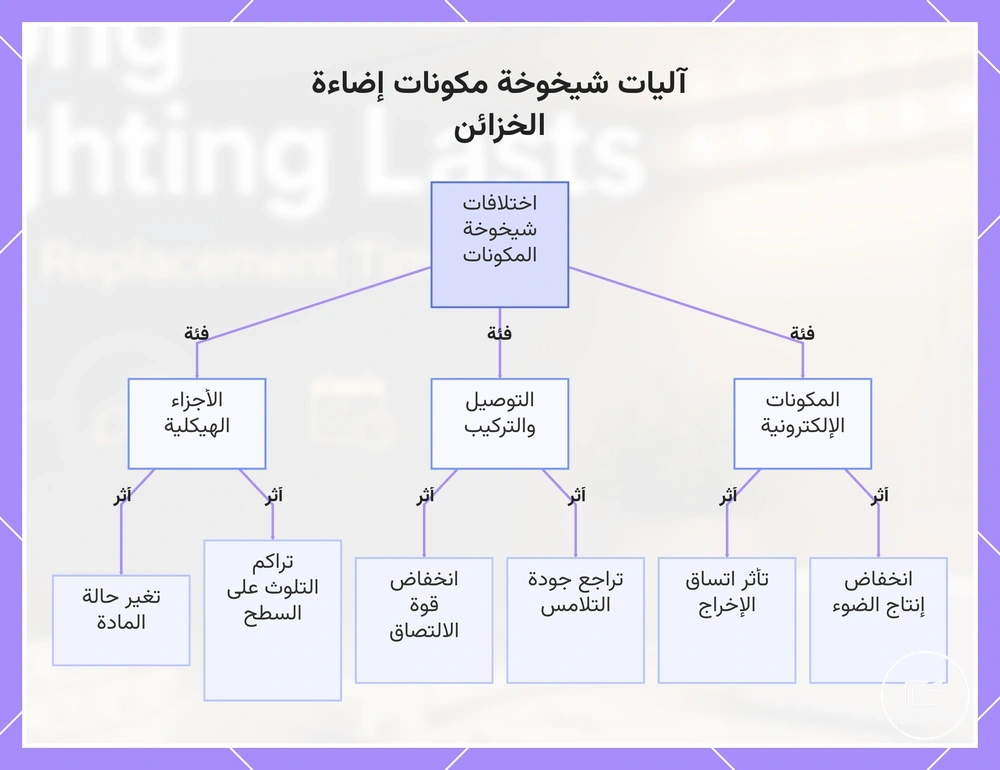 آليات شيخوخة مكونات إضاءة الخزائن