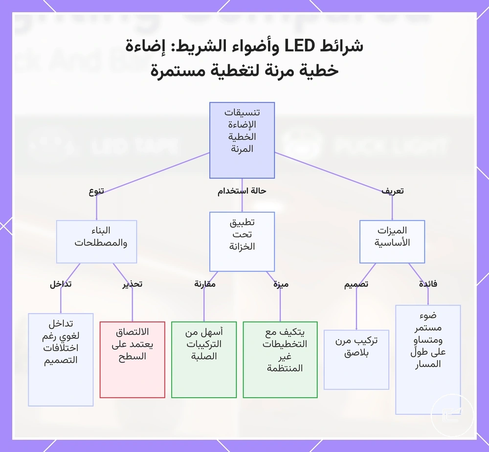 شرائط LED وأضواء الشريط: إضاءة خطية مرنة لتغطية مستمرة