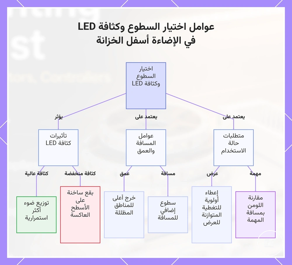 عوامل اختيار السطوع وكثافة LED في الإضاءة أسفل الخزانة