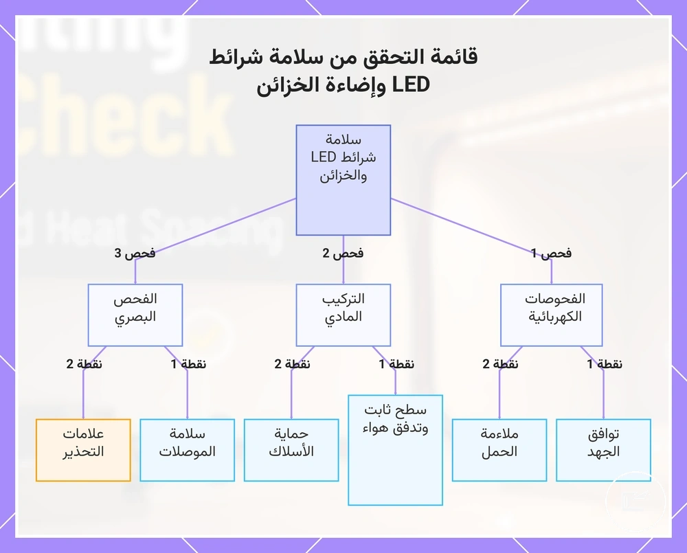 قائمة التحقق من سلامة شرائط LED وإضاءة الخزائن