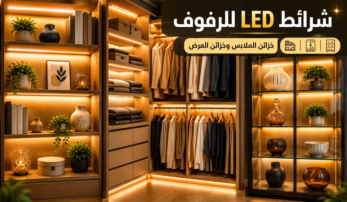 شرائط LED مستخدمة في الرفوف وخزائن الملابس وخزائن العرض مع شرائط مخفية وإضاءة خزائن ناعمة