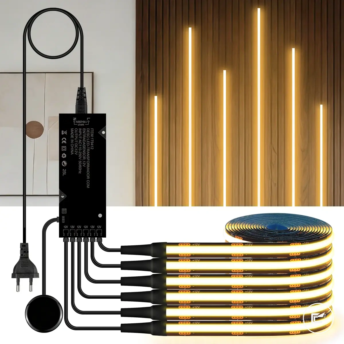 Touch-dimmbarer schwarzer PCB-COB-LED-Streifen für Wandpaneel- und Schrankdekorbeleuchtung
