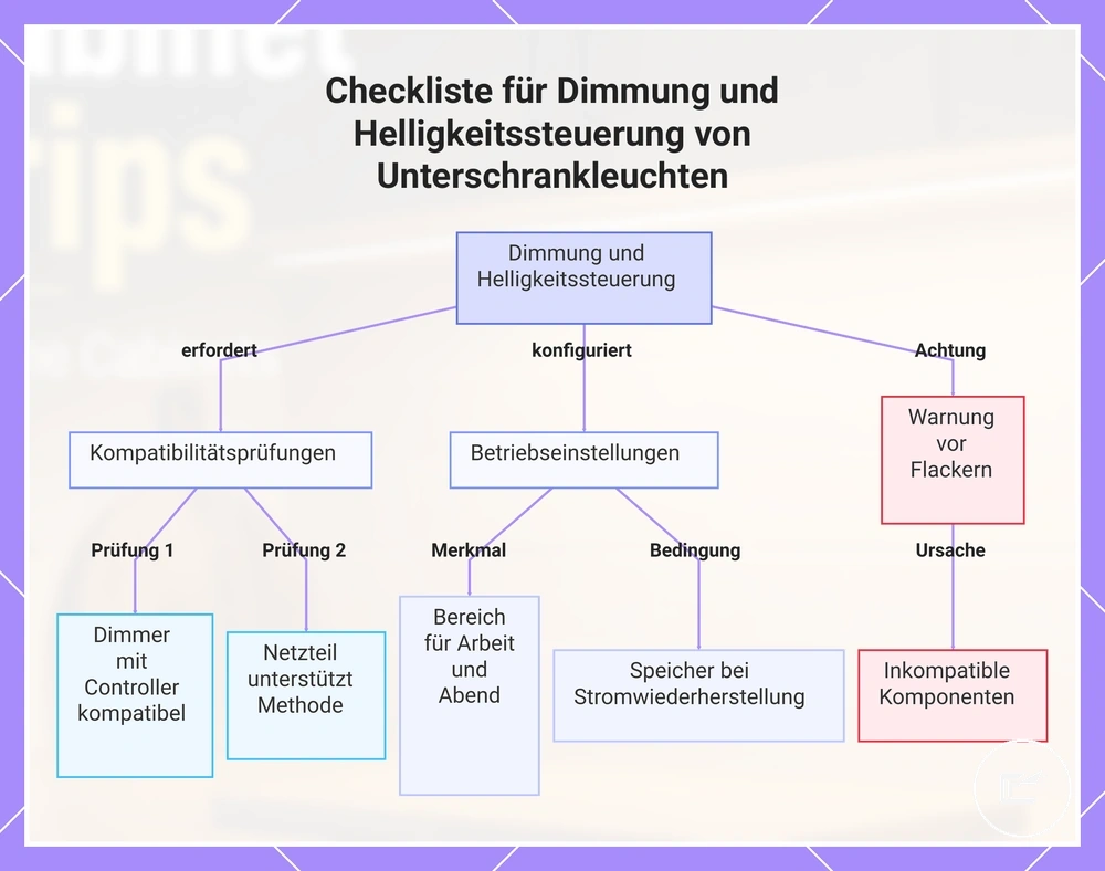 Checkliste für Dimmung und Helligkeitssteuerung von Unterschrankleuchten