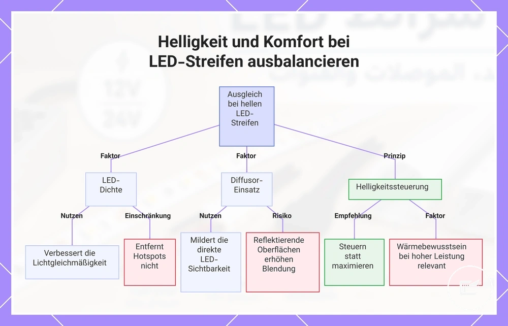 Helligkeit und Komfort bei LED-Streifen ausbalancieren