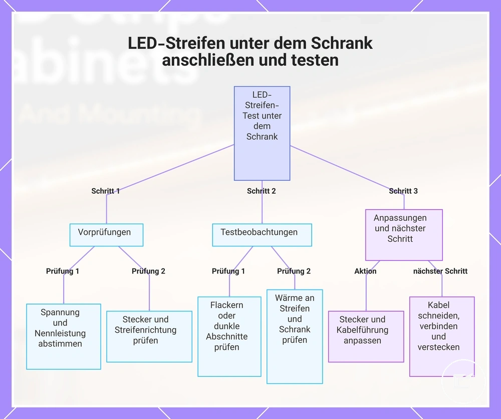 LED-Streifen unter dem Schrank anschließen und testen