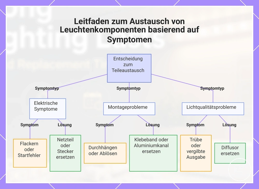 Leitfaden zum Austausch von Leuchtenkomponenten basierend auf Symptomen