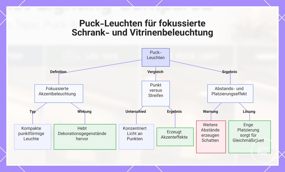 Puck-Leuchten für fokussierte Schrank- und Vitrinenbeleuchtung