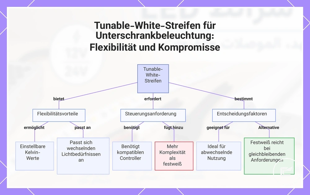 Tunable-White-Streifen für Unterschrankbeleuchtung: Flexibilität und Kompromisse