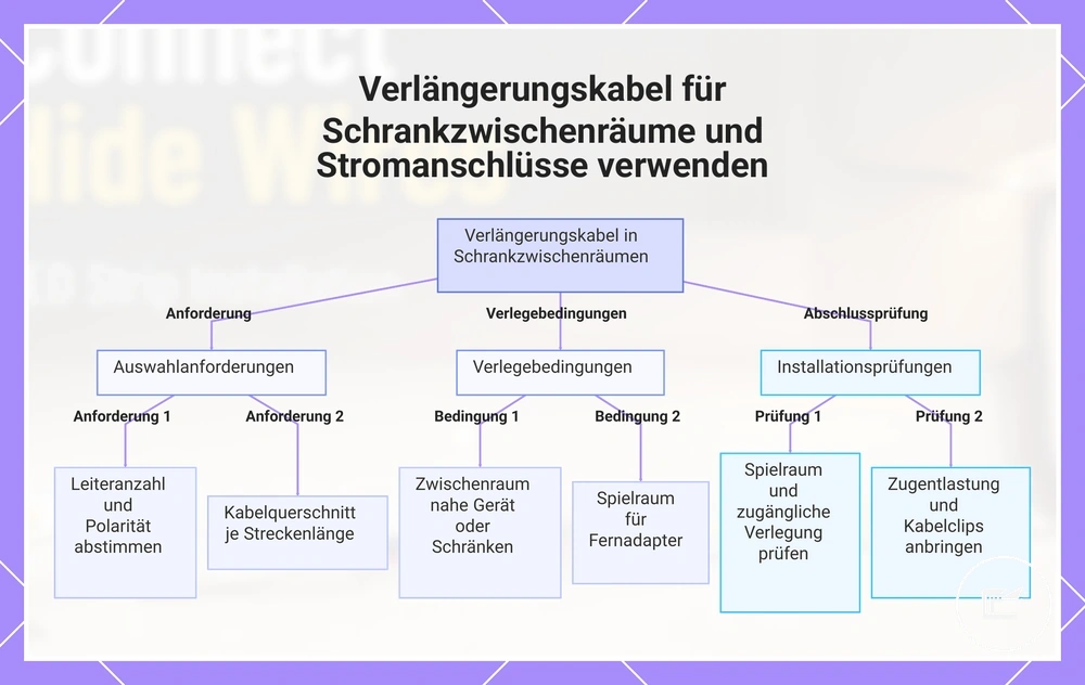 Verlängerungskabel für Schrankzwischenräume und Stromanschlüsse verwenden