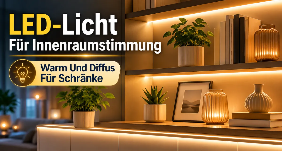 Wohnliche Innenraumstimmung mit LED-Streifen und Zubehör für Schrankbeleuchtung in warmem und diffusem Licht