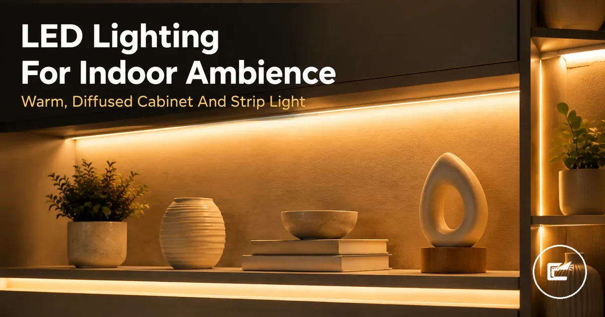 Indoor ambience created with home LED strip and cabinet lighting accessories in warm and diffused light