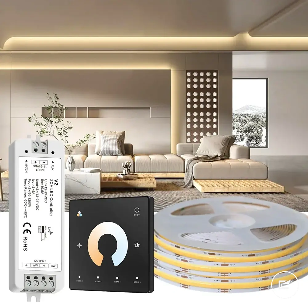 CCT COB LED strip kit with dimmable dual white 2700K to 6500K light