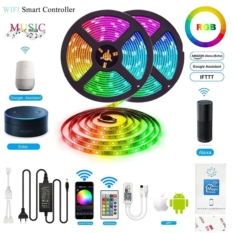 WiFi RGB LED strip kit with app control for indoor strip lighting