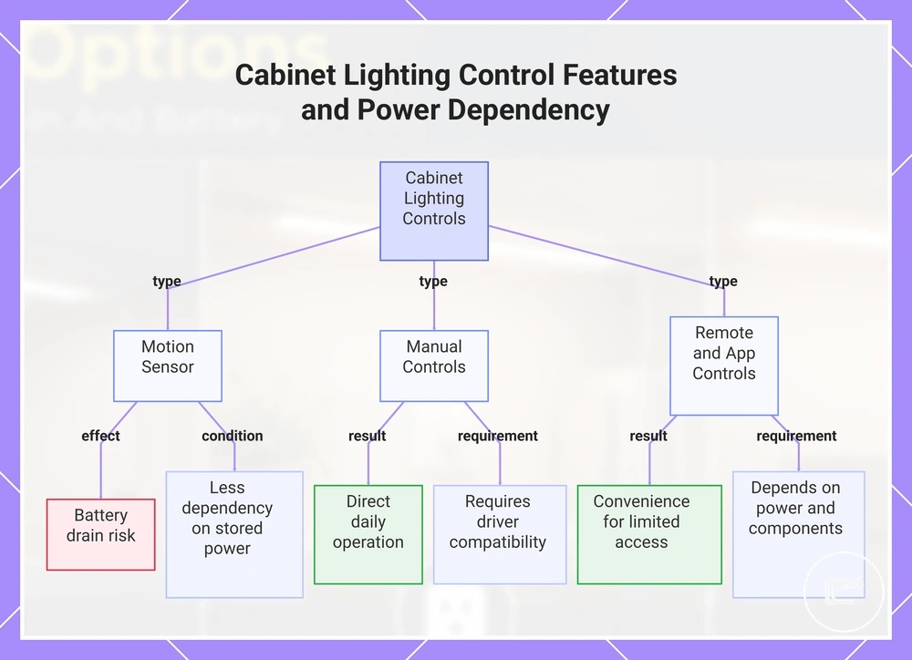 Cabinet Lighting Control Features and Power Dependency