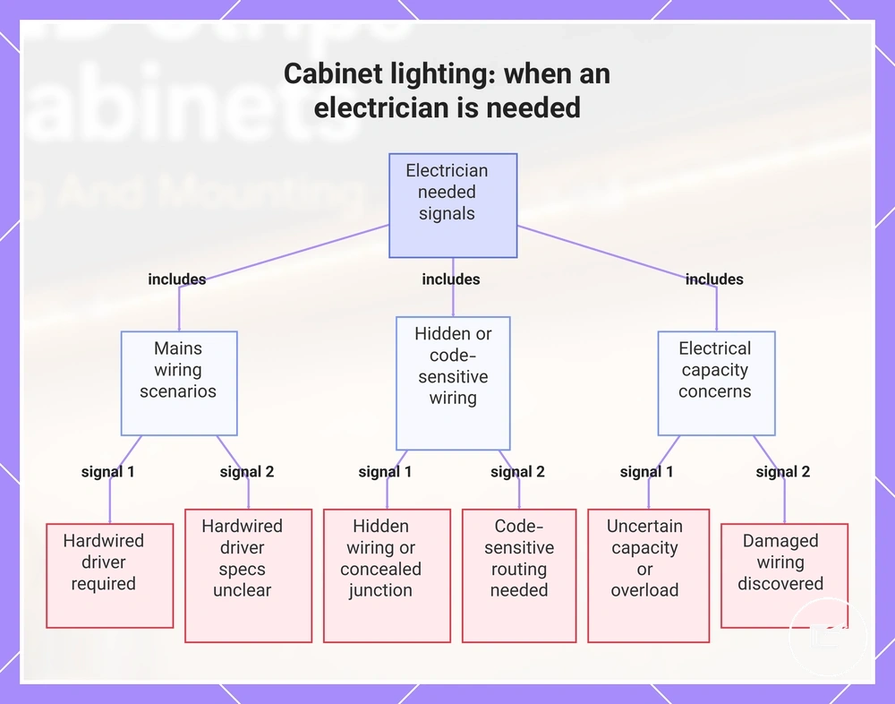 Cabinet lighting: when an electrician is needed