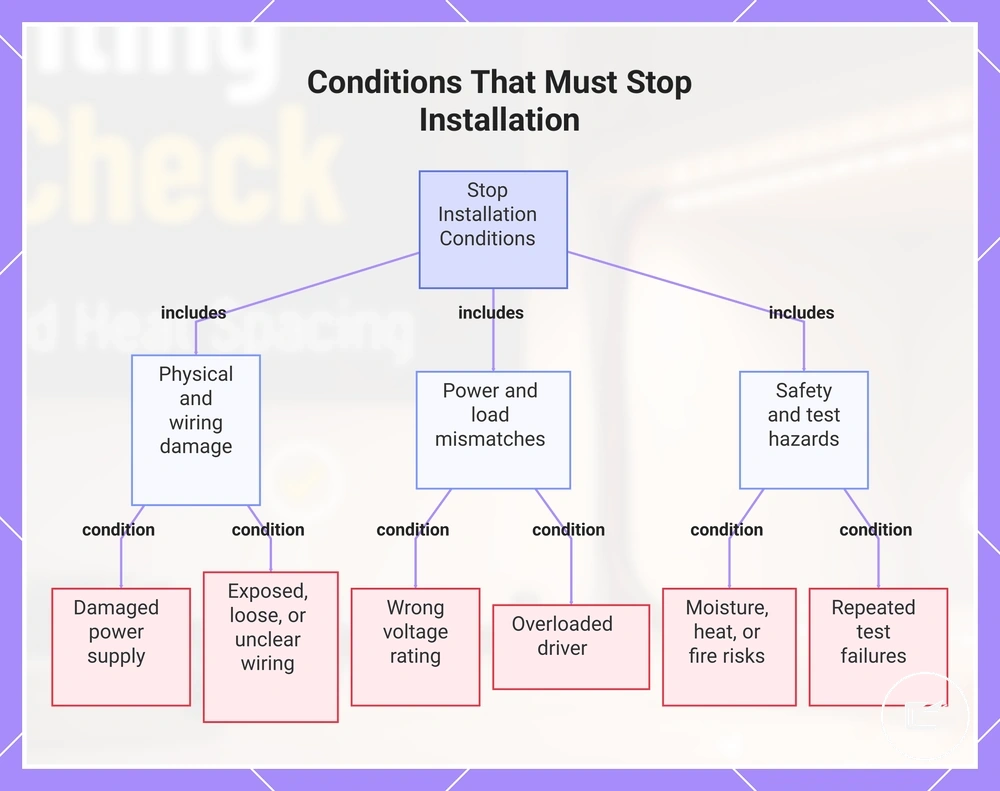 Conditions That Must Stop Installation