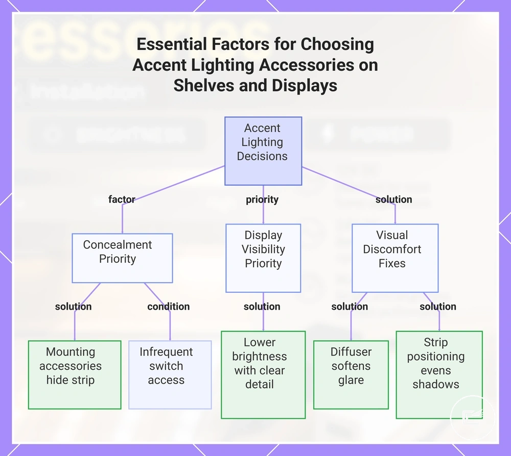 Essential Factors for Choosing Accent Lighting Accessories on Shelves and Displays