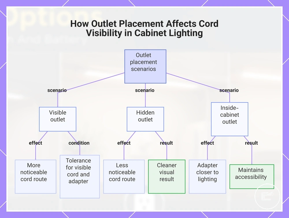 How Outlet Placement Affects Cord Visibility in Cabinet Lighting