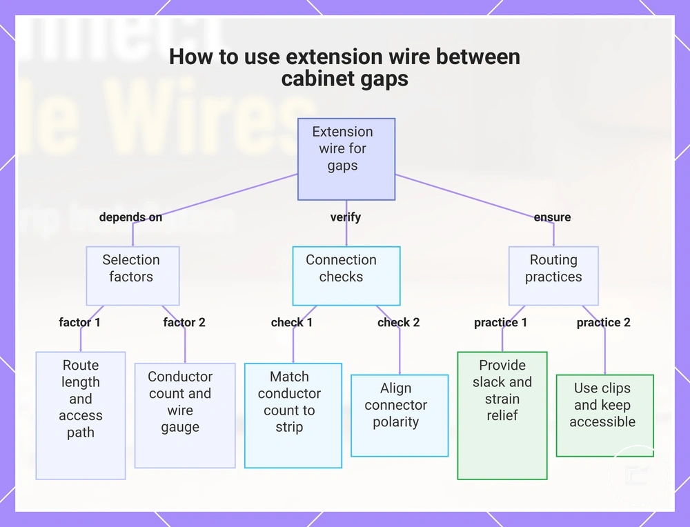 How to use extension wire between cabinet gaps