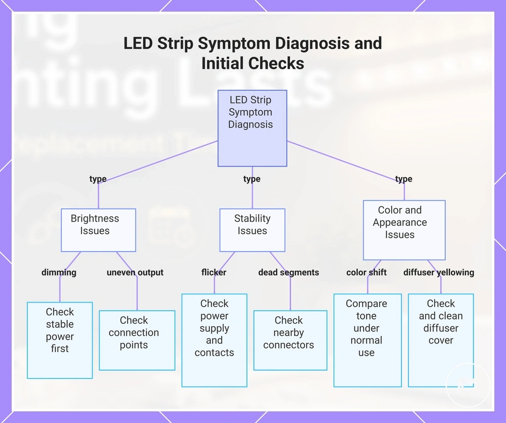 LED Strip Symptom Diagnosis and Initial Checks