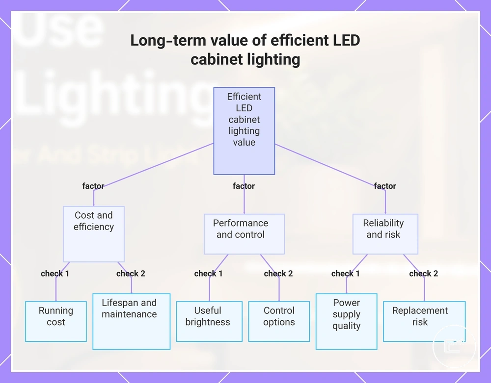 Long-term value of efficient LED cabinet lighting