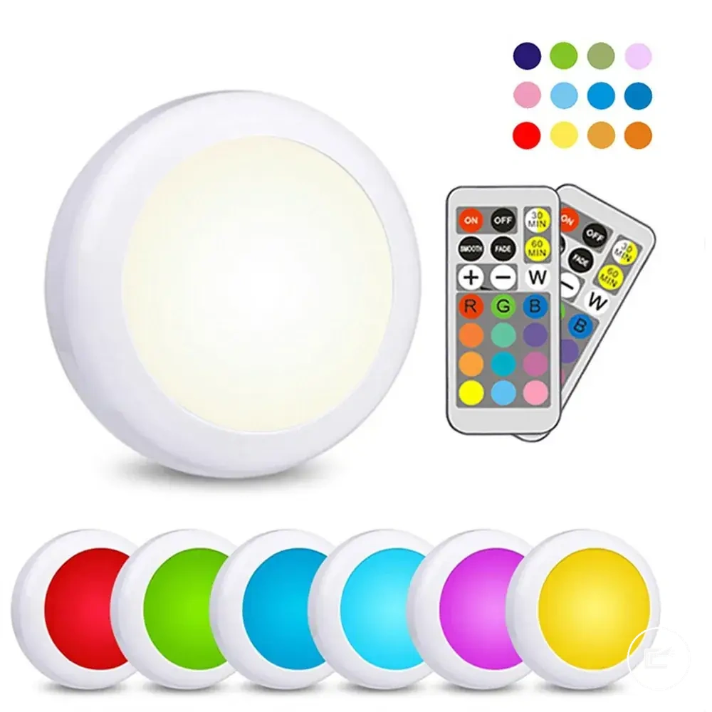 Luz puck RGB a pilas para armario, ropero e iluminación bajo armario