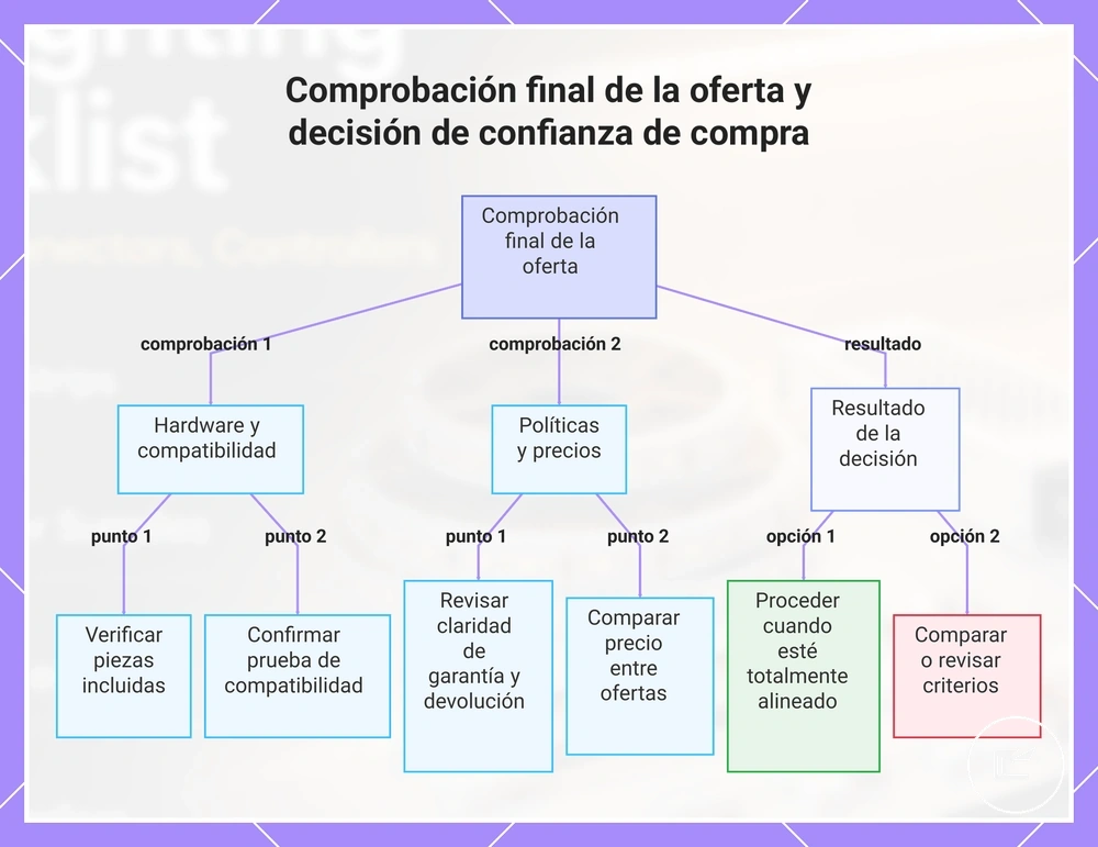 Comprobación final de la oferta y decisión de confianza de compra