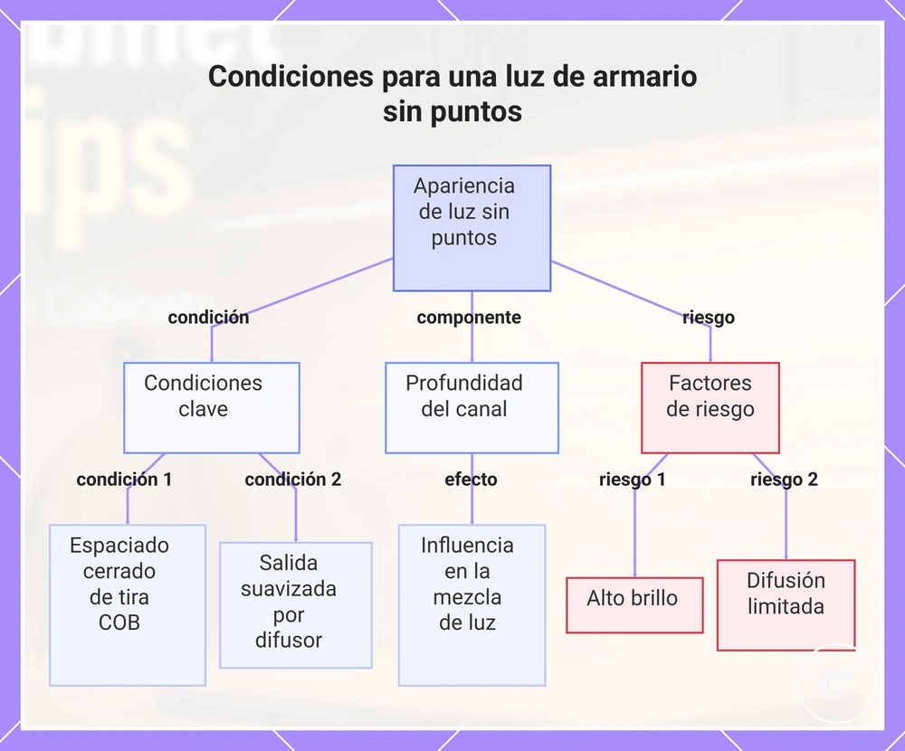 Condiciones para una luz de armario sin puntos