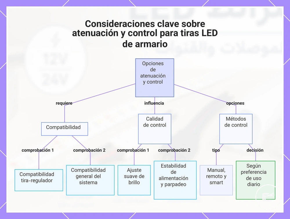 Consideraciones clave sobre atenuación y control para tiras LED de armario