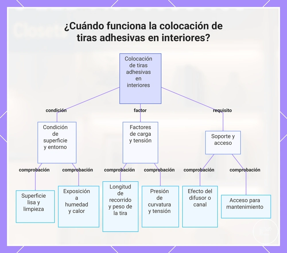 ¿Cuándo funciona la colocación de tiras adhesivas en interiores?