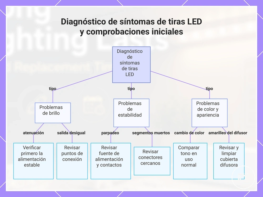 Diagnóstico de síntomas de tiras LED y comprobaciones iniciales