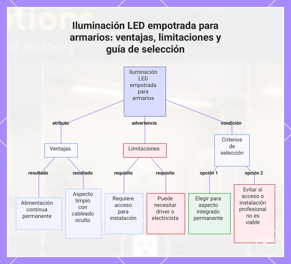 Iluminación LED empotrada para armarios: ventajas, limitaciones y guía de selección