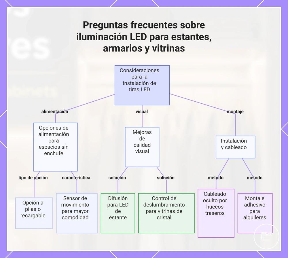Preguntas frecuentes sobre iluminación LED para estantes, armarios y vitrinas