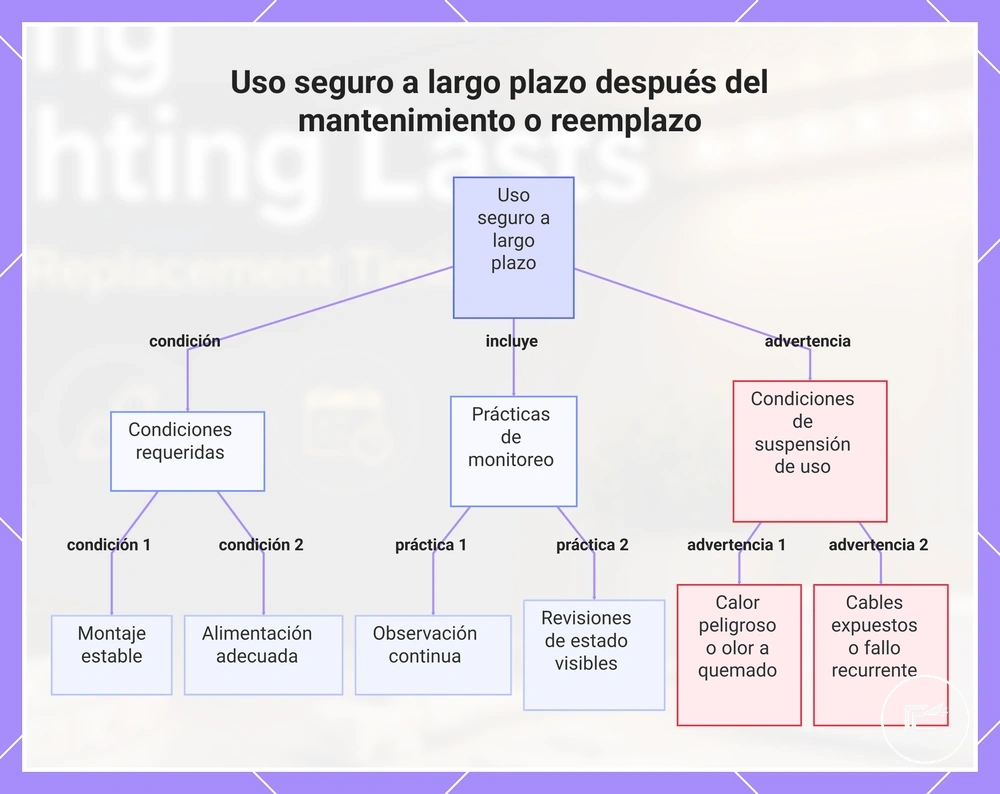 Uso seguro a largo plazo después del mantenimiento o reemplazo