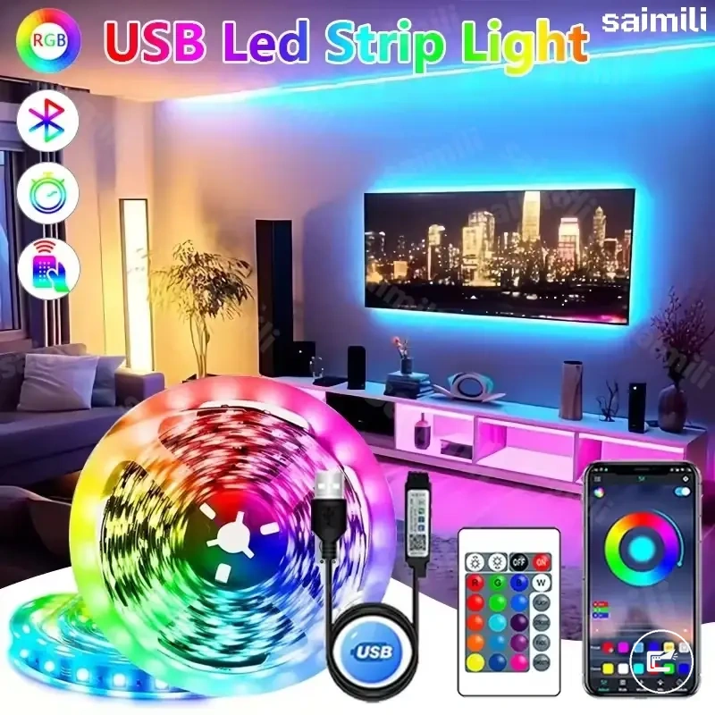 Rubans LED RGB Bluetooth avec contrôle par application pour chambre, cuisine et bar