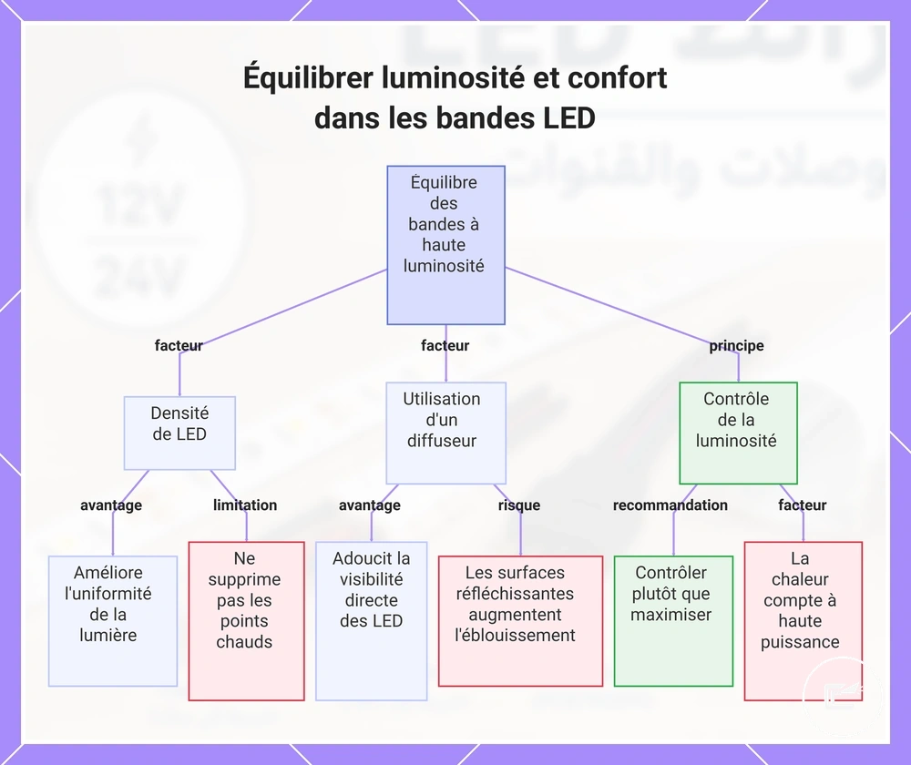 Équilibrer luminosité et confort dans les bandes LED