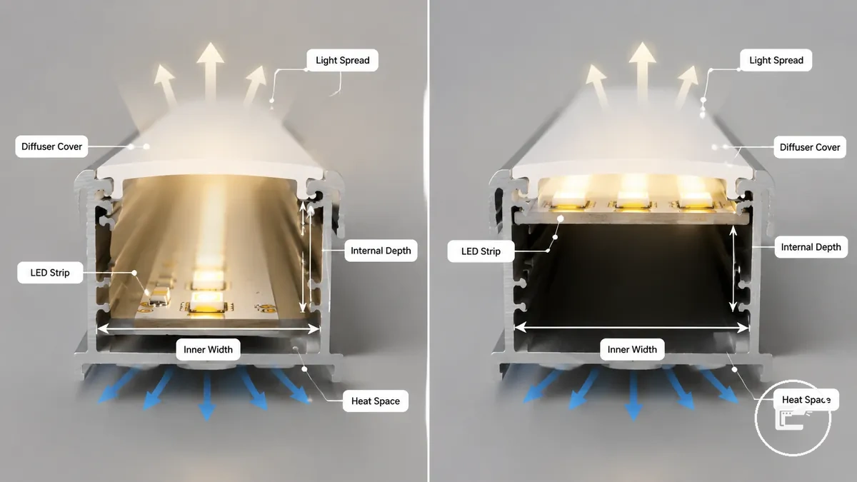 Canal diffuseur ajustement rubans led