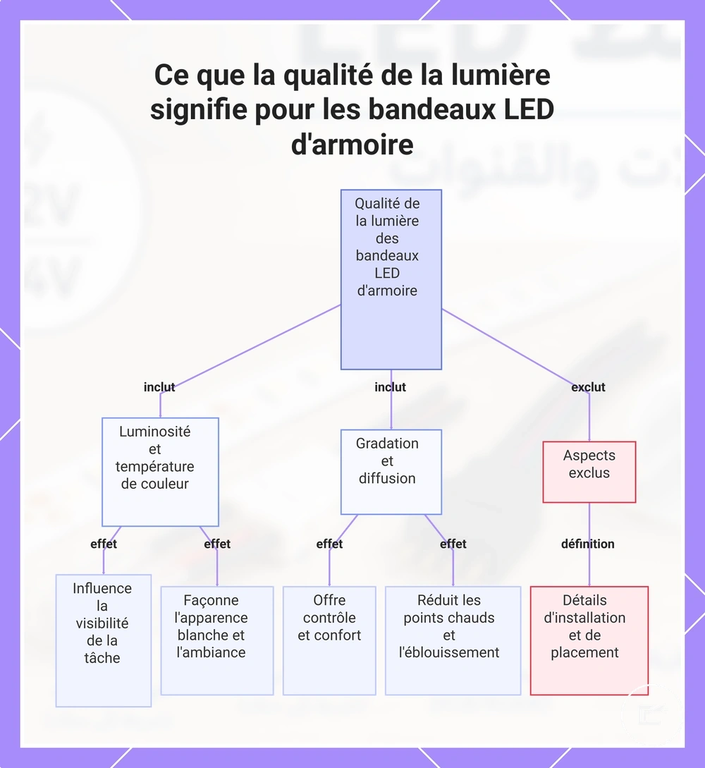 Ce que la qualité de la lumière signifie pour les bandeaux LED d'armoire
