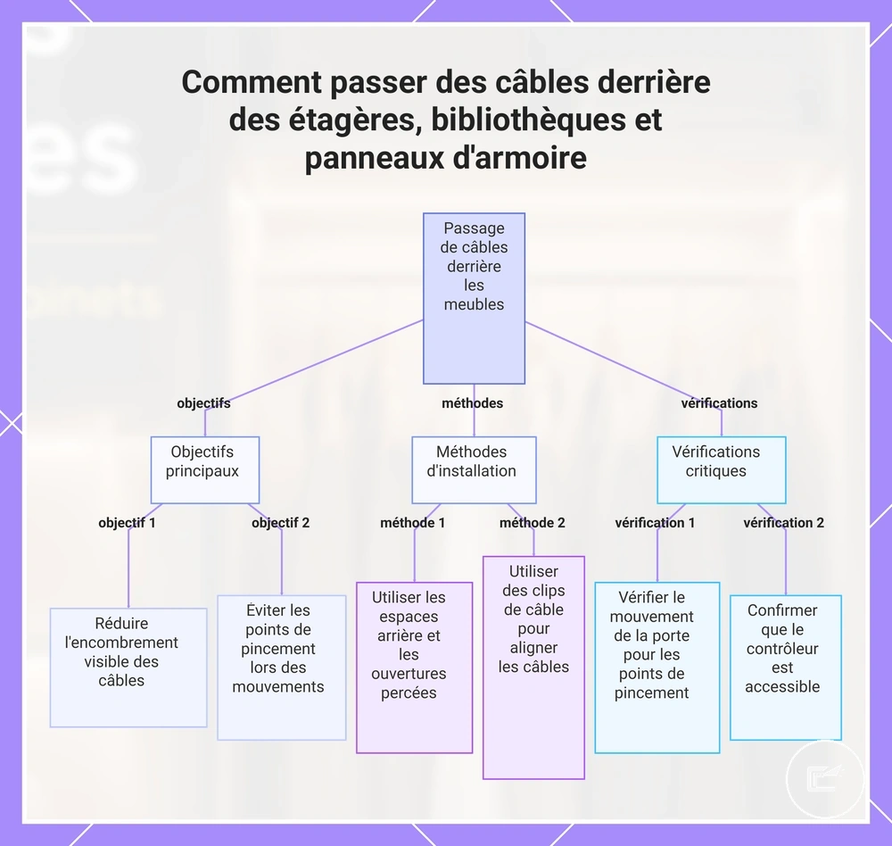 Comment passer des câbles derrière des étagères, bibliothèques et panneaux d'armoire