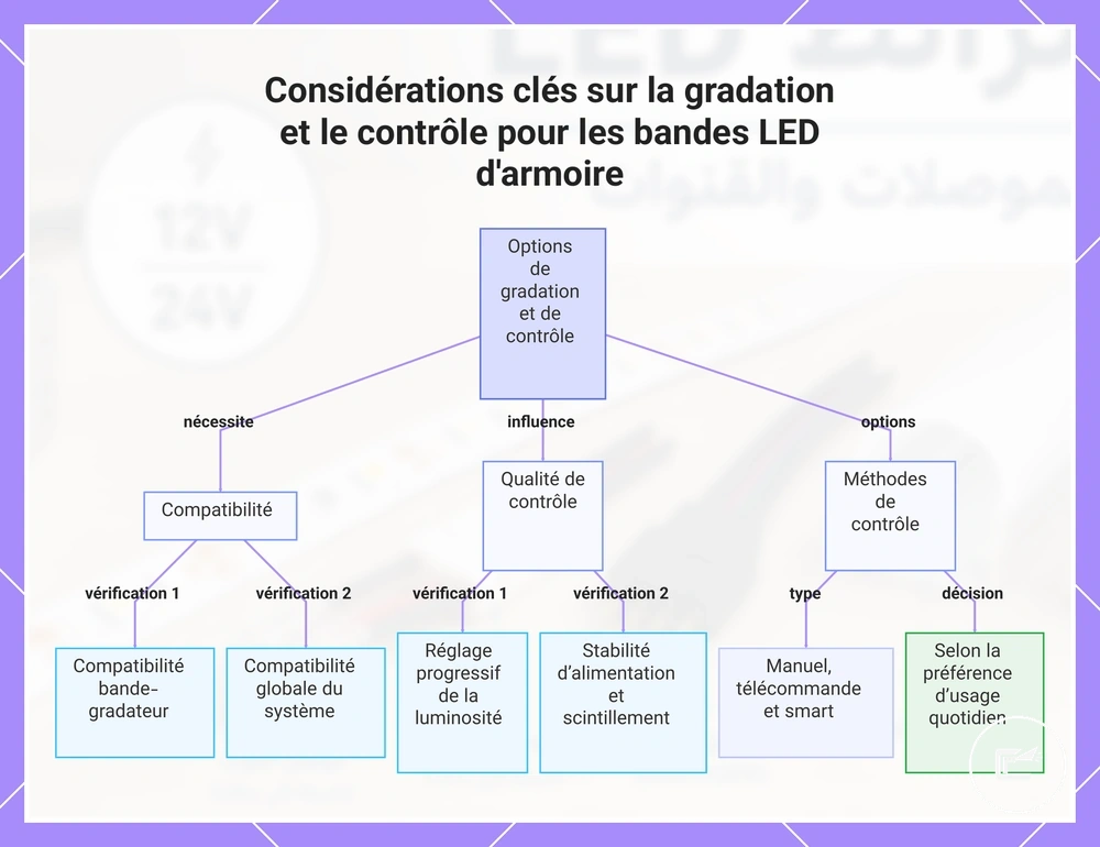 Considérations clés sur la gradation et le contrôle pour les bandes LED d'armoire