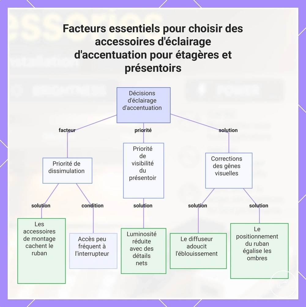 Facteurs essentiels pour choisir des accessoires d'éclairage d'accentuation pour étagères et présentoirs