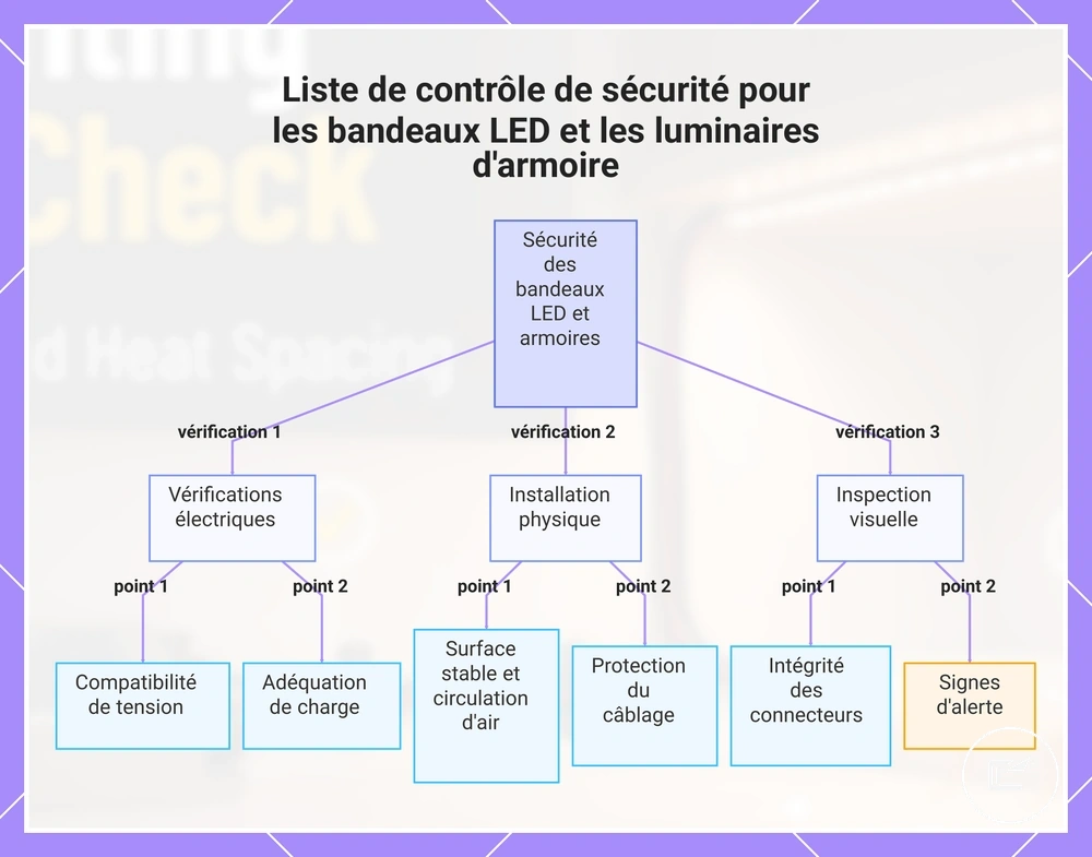 Liste de contrôle de sécurité pour les bandeaux LED et les luminaires d'armoire