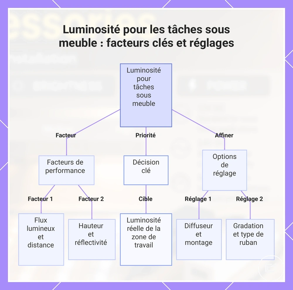 Luminosité pour les tâches sous meuble : facteurs clés et réglages