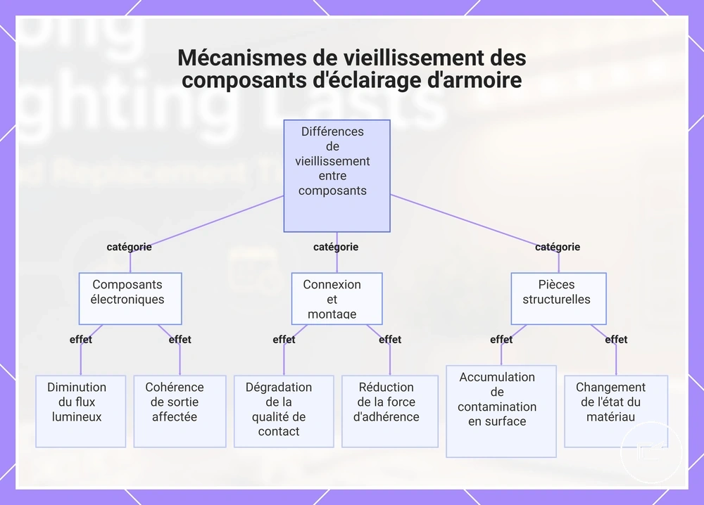 Mécanismes de vieillissement des composants d'éclairage d'armoire