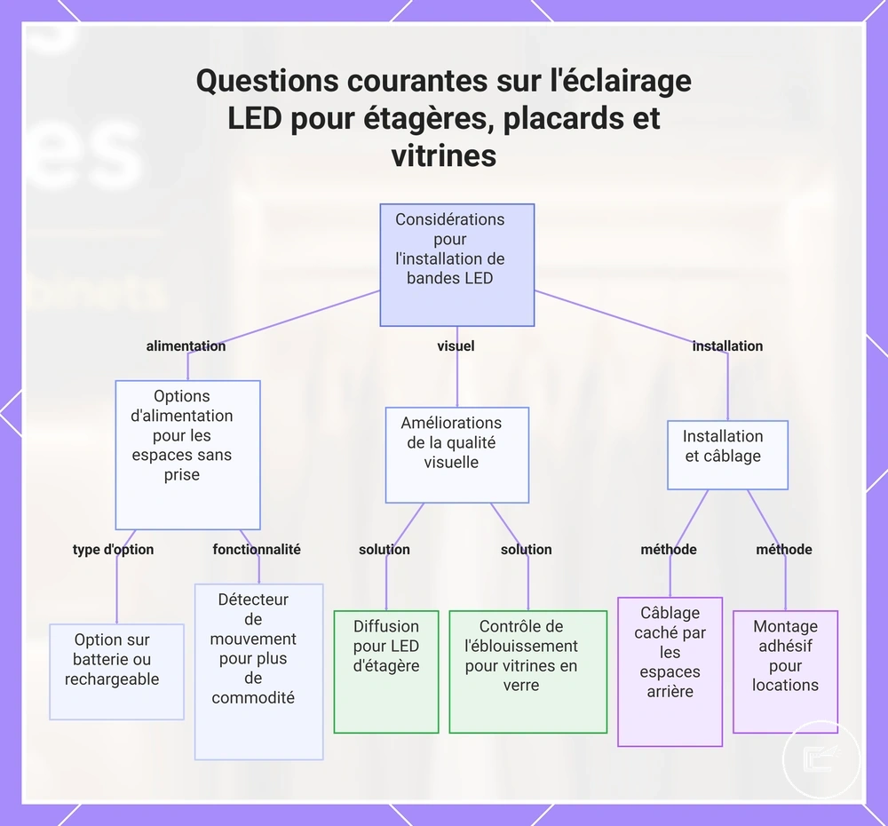 Questions courantes sur l'éclairage LED pour étagères, placards et vitrines