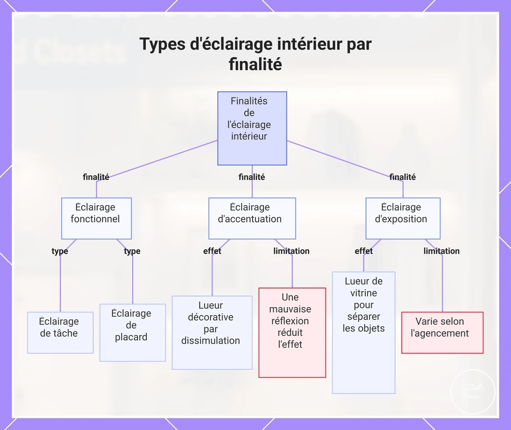 Types d'éclairage intérieur par finalité