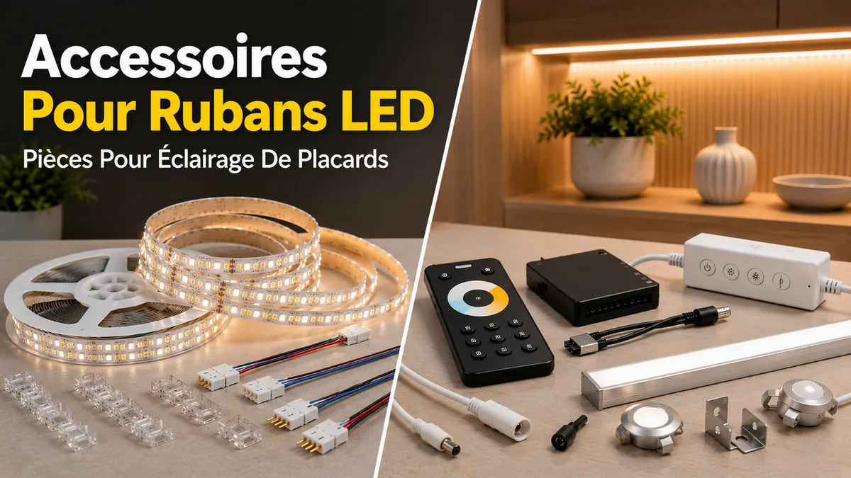 Accessoires pour rubans LED et éclairage de placards avec rubans, connecteurs, contrôleurs et pièces d’éclairage