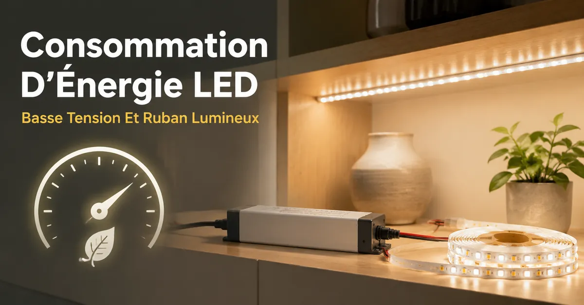 Consommation d’énergie des rubans LED et accessoires d’éclairage de placards avec alimentation basse tension et éclairage efficace