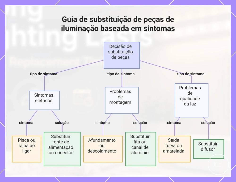 Guia de substituição de peças de iluminação baseada em sintomas