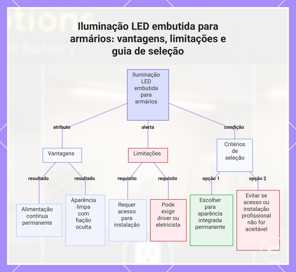 Iluminação LED embutida para armários: vantagens, limitações e guia de seleção